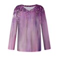 thumbnail image 4 of Tittly T Shirts for Women Graphic Tees Women's Long Sleeved V Neck Floral And Plant Printed Casual Fashion T Shirt Top Tshirts Shirts Spring Tops for Women Purple M, 4 of 5