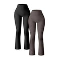 thumbnail image 1 of Gibobby Leggings deportivos mujer para yoga Pantalones de yoga de 2 piezas para mujer, acanalados, sin costuras, cintura alta, pantalones acampanado(Negro,G), 1 of 2