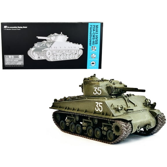 United States M4A3 HVSS POA-CWS-H5 Flamethrower Tank Olive Drab #35 "Hawaii" (1951) 1/72 Plastic Model by Dragon Models