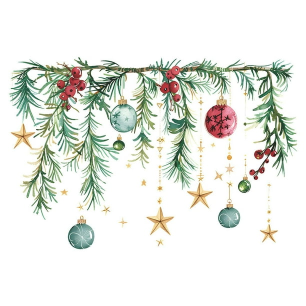 Pegatinas navideñas para lámpara colgante de estrella para baño | Decoración festiva para pared de baño | Calcomanías navideñas impermeables | Diseño fácil de despegar y pegar | Tamaño: 29 x 20 cm