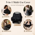 thumbnail image 5 of Baby Car Seat Cover & Nursing Cover, Stretchy 5-in-1 Breastfeeding Canopy with Carry Pouch, Black Constellation, 5 of 7