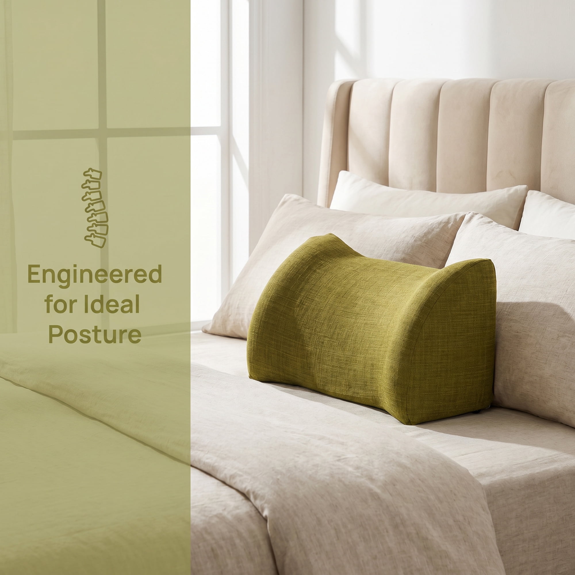 Unique Bargains Lumbar Support Pillow Cotton Back Support Green 17.7" x 7.5" x 11"