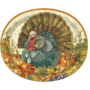 Traditional Thanksgiving Turkey Paper 8 Ct 10 x 12" Oval Banquet Plates Platters