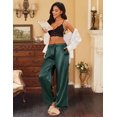 thumbnail image 4 of Ekouaer Womens Silk Satin Pajama Pants Casual Loose Lounge Pants Drawstring Elastic Waist Wide Leg Pj Bottoms with Pockets, 4 of 6