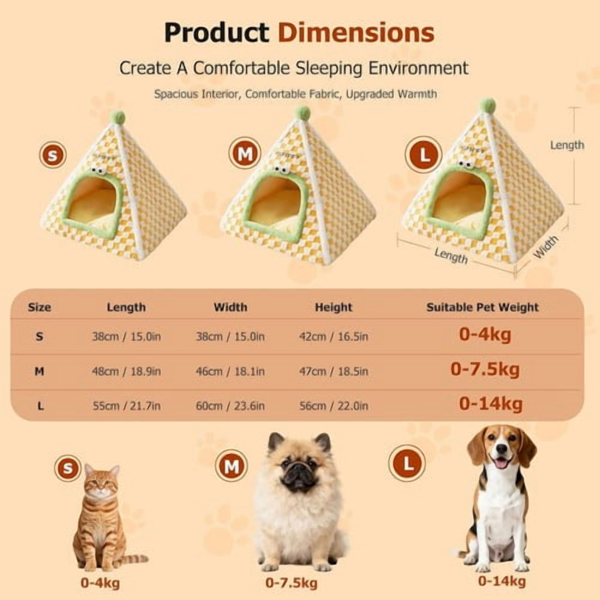 ShadeMart Foldable Cat Bed Cave with Removable Pillow, Conical Soft Pet Bed with Anti-Slip Bottom & Complimentary Blanket, Washable for Indoor Cats