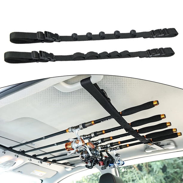 Lot De 2 Sangles De Support De Canne à Pêche Pour Toit De Voiture – Réglables 110-155 Cm – Fixation Universelle Sur 4 Barres De Toit – Pour SUV, Berline, Break – Installation Facile