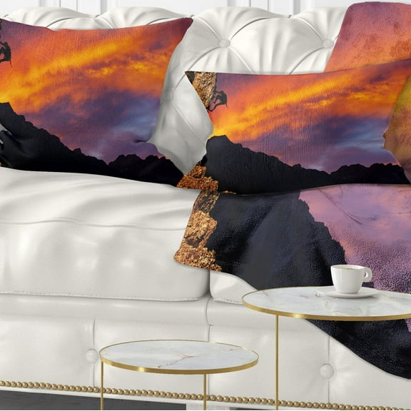 Designart 12" x 20" Red Polyester Throw Pillow