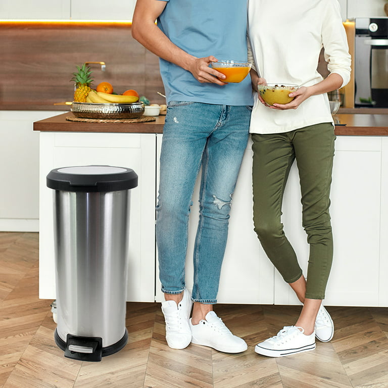 Mainstays Round 7.9-Gallon Trash Can, Stainless Steel 