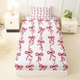 thumbnail image 3 of Erosebridal Cute Bow Ribbon Twin Sheet Sets, Girly Cartoon Bedding, White Red, 3-Piece, 3 of 5