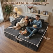 Ovios 74W Oversized Double Chaise Lounge Chair Deep Seat Cloud Sofa Bed Sleeper Loveseat for Living Room, No Assembly, Gray