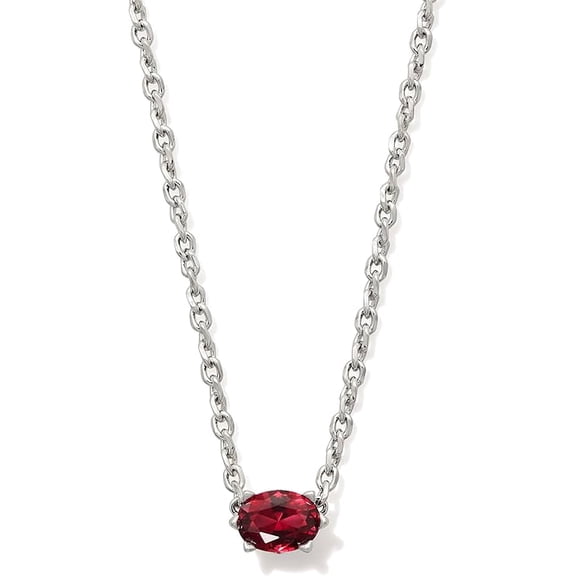 Kendra Scott Cailin Crystal Pendant Necklace Silver Burgundy Crystal