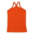 thumbnail image 4 of Yartina Kids Girls Dance Tank Tops Spaghetti Strap Camis Racerback Camisole Undershirts for Gymnastic Orange 150, 4 of 5