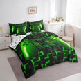 thumbnail image 3 of Erosebridal Queen Size Game Console Comforter Set Gamer 7 Piece Bed In A Bag,3D Gaming Geometric Check Lightweight Soft Bedding Sets,Neon Green Gamepad Bed Set,Black, 3 of 6
