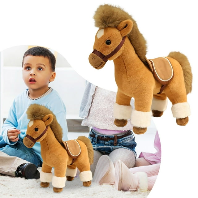 Hearth & Gear Cheval en Peluche Réaliste avec Doux pour Enfants et Adultes Collectionnable
