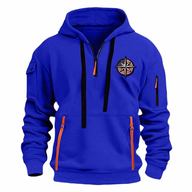 pstuiky camisas de manga larga para hombre, Blusa deportiva con capucha de manga larga y bolsillo con cremallera de color liso a la moda para hombre salir tops m