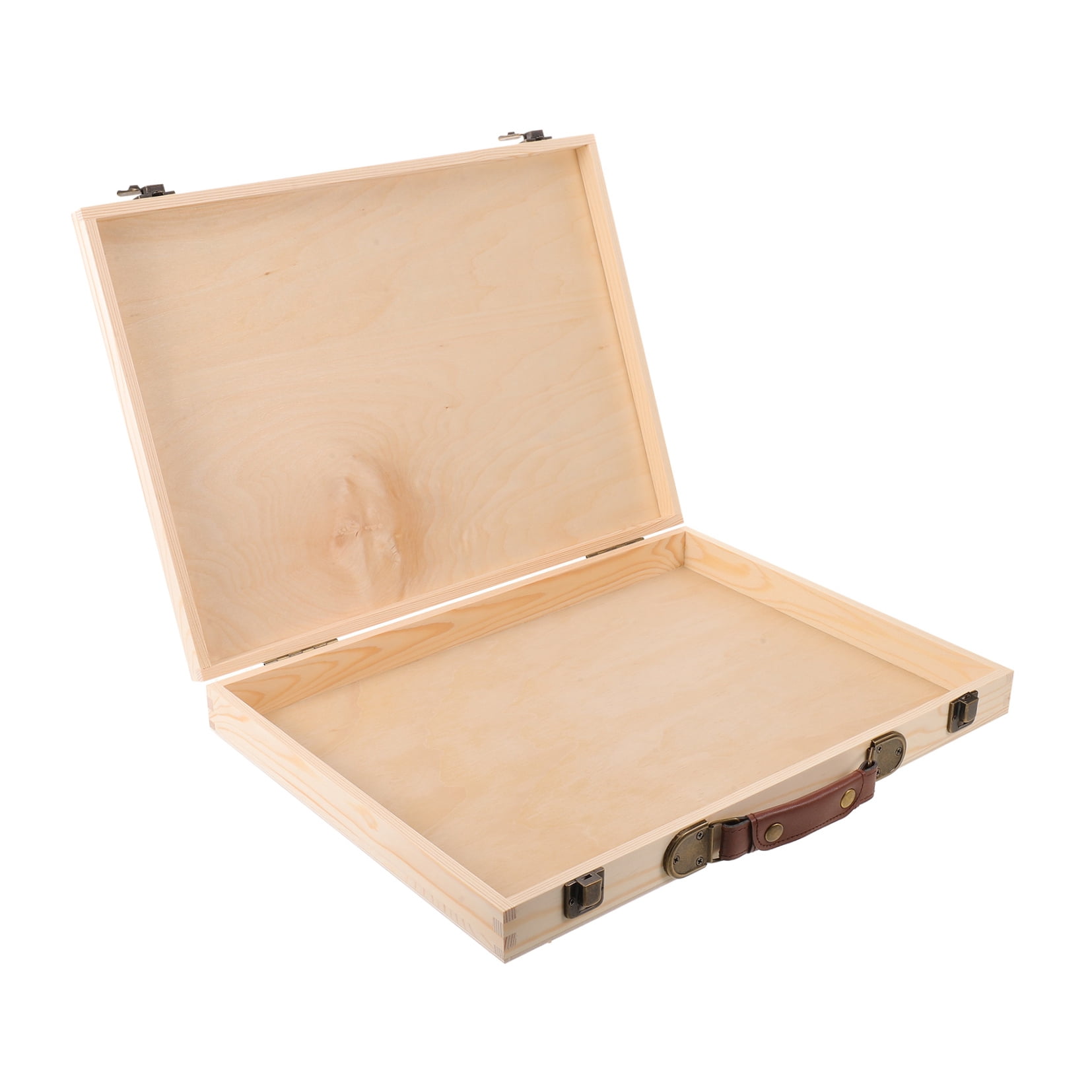 Luxshiny Vintage Beige Wood Photo Organizer Storage Box with Lid Desktop Decorative Keepsake Crate