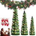 thumbnail image 1 of Retro Hand-Painted Tabletop Christmas Trees with Timer, Retro Hand Painted Table Top Christmas Trees, Ceramic Christmas Tree That Light Up for Home, Fireplace, Festive Ornament (Colorful (1PCS S)), 1 of 8
