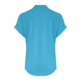 thumbnail image 5 of Camiseta sin mangas de verano holgada con cuello en V y pliegues para mujer: blusa fluida sin mangas con dobladillo curvo., 5 of 5