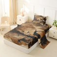thumbnail image 2 of Castle Fairy Vintage Woodland Deer Twin Sheets 3pcs,Watercolor Rustic Animal Bedding,Sepia Brown Cream,1 Fitted Sheet, 1 Flat Sheet and 1 Pillowcase, 2 of 6