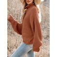 thumbnail image 6 of Fall Winter Women Long Sleeve Cable Knit Sweater Batwing Turtleneck Pullover, 6 of 6