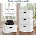 thumbnail image 5 of Medium 15" 21 Quart Collapsible Stackable Storage Bins with Lids, 3 Packs White Foldable Fabric Closet Boxes Heavy-duty Linen Cube Baskets Container for Bedroom Office (15 x 11 x 8), 5 of 13