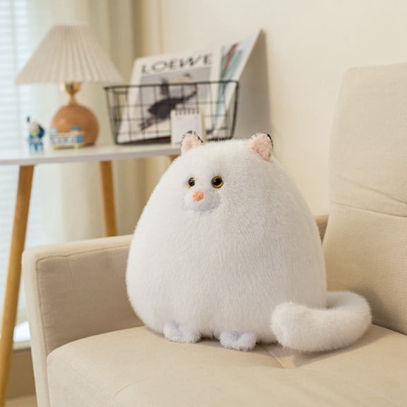 Blaxill White Persian Cat Plush Pillow | Super Soft Thermo Plush Cuddle Toy | Long Fur, Embroidered Face, Lifelike Kitten, Anxiety Relief | 1 Pack | 20 Inch Size