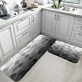 thumbnail image 3 of Black Grey Kitchen Rugs and Mats Non Skid Washable Set of 2, Ombre Geometric Grid Diamond Kitchen Runner Rug, Modern Simple Abstract Under Sink Mats for Kitchen Floor Decor, 3 of 6