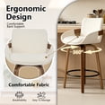 thumbnail image 3 of CRERIYO 26" Swivel Counter Height Bar Stools Set of 3, Linen Fabric Upholstered Bar Chairs with Black Ring Footrest and Walnut Wood Legs, Beige, 3 of 7