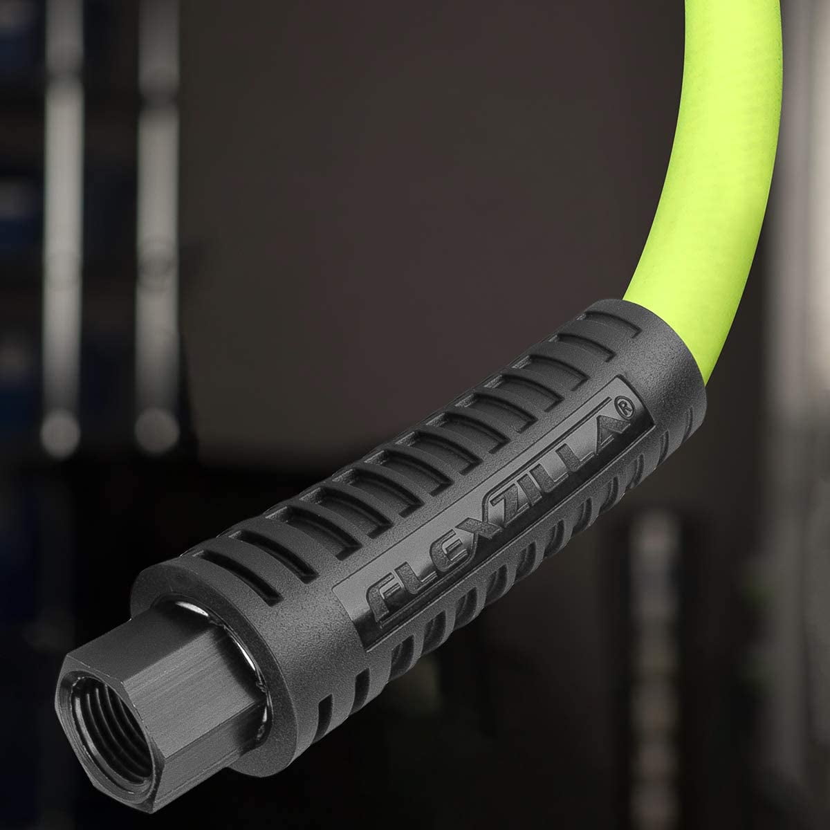 FANHAO Swivel Whip Air Hose, 3/8 in. x 6 ft. (1/4" MNPT Ball Swivel x 1/4" FNPT Ends), Heavy Duty, Lightweight, Hybrid, ZillaGreen - HFZ3806YW2B