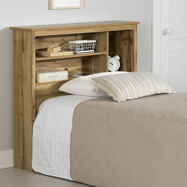 South Shore Tassio Twin Bookcase Headboard, in Nordik Oak