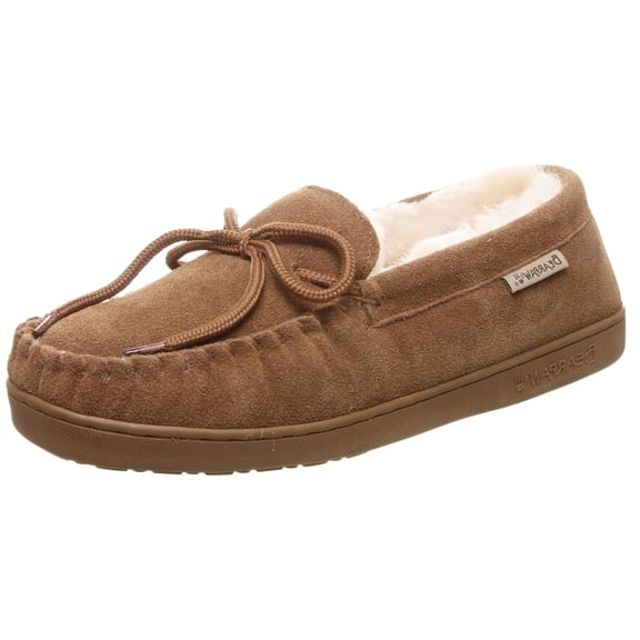Bearpaw Moc II Mens Moccasin Slippers, Sheepskin Lining, Hard Sole with Cushioned Footbed, Rubber Outsole Slippers for Men