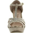thumbnail image 3 of De Blossom Womens Dressy Glitter Rhinestone T Strap Platform Wedge Sandal Aalle-2, 3 of 4