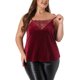 thumbnail image 1 of Camiseta sin mangas de encaje de tirantes ajustables de terciopelo Agnes Orinda para mujeres de talla grande color burdeos 3X, 1 of 6