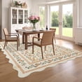 thumbnail image 2 of Scalloped Edge Floral Area Rug – Pastel Botanical Print, Vintage-Inspired Washable Carpet for Living Room, Bedroom, or Nursery, 2 of 11