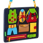 Busy Board for Toddlers - Learn to Dress - Basic Skills Toddler Activity Boards - Teaches Fine Motor Skills for Young Children Ages 2, 3, 4, 5 - Sensory Montessori Toys - for Car or Airplane Travel