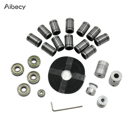 Aibecy 3D Printer Parts Linear Motion Kit LM8UU 608ZZ 624ZZ Bearings Coupler Shaft 20 Pulley Wheels 2M GT2