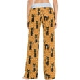 thumbnail image 4 of Womens Black Cats Bats Floral Halloween Comfy Yoga Drawstring Lounge Pajama PJ Pants Wide Leg Sleepwear Bottom, 4 of 6