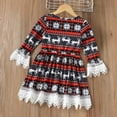 thumbnail image 2 of YEEDISON infant Clothes Kids Dresses Lace chritmas Print Long Sleeve Girls Dresses Baby Girl Clothing Dress 1-6Y, 2 of 5