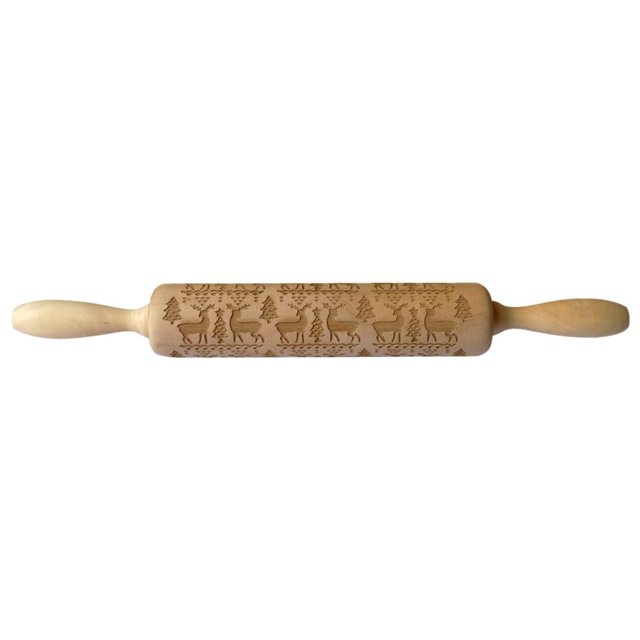 Batería de Cocina Rodillo de madera de alce de copo de nieve de Navidad, rodillo grabado para masa, herramienta de bricolaje Tmvgtek Libre de BPA
