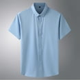 thumbnail image 6 of BXJX Mens and Big Mens Cotton Button Down Shirts- Professional Business Casual Summer Shirts Light Blue Size S, 6 of 10