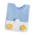 thumbnail image 3 of Babero impermeable para niños, delantal para lavarse la cara, cuello ajustable, toallas para saliva Pies de pato azul, 3 of 9