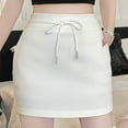thumbnail image 4 of Bovxnpu Women Skirt Women's Sweat Mini Skirt Drawstring Sports Skater Skirt Basic Casual High Waisted Mini Skirts Beach Vacation Summer Outfits, 4 of 5