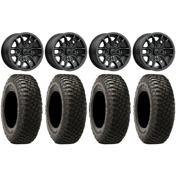 MSA Fang 15" Wheels Black 35" BFG KM3 Tires Kawasaki Mule Pro FXT