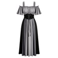 thumbnail image 7 of Renaissance Dress Women Short Sleeve Cold Shoulder Underbust Corset Dresses Vintage Victorian Goth Halloween Maxi Dress, 7 of 7