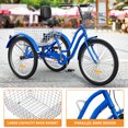 thumbnail image 5 of Dextrus 26 Inch 3-Wheel Bike, Single Speed Adult Trike, Low Step-Through Cruiser with Front & Rear Baskets, Large Adjustable Seat with Backrest for Seniors, Men, and Women (Blue), 5 of 6