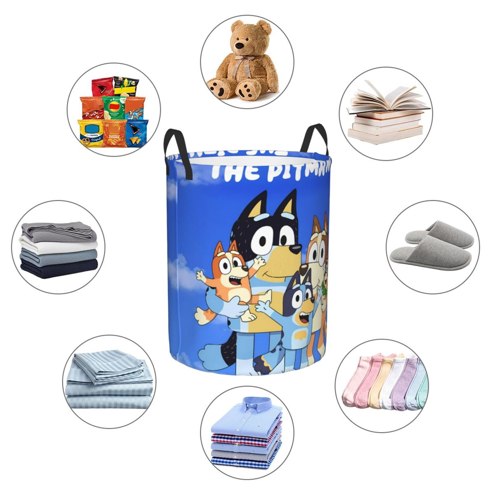 Johaoi Bluey Pattern Round Large Laundry Basket -Storage Basket - Toy Storage Basket, Perfect as Hamper, Kids Room Storage, and Toy Containment-