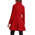 thumbnail image 3 of Allegra K Manteau Long d'Hiver pour Femmes Col à Revers Contraste Double Poitrine TG Rouge, 3 of 6
