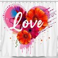 thumbnail image 1 of Vibrant Floral Heart Shower Curtain - Love Design in Pink, Orange & Purple, 1 of 4