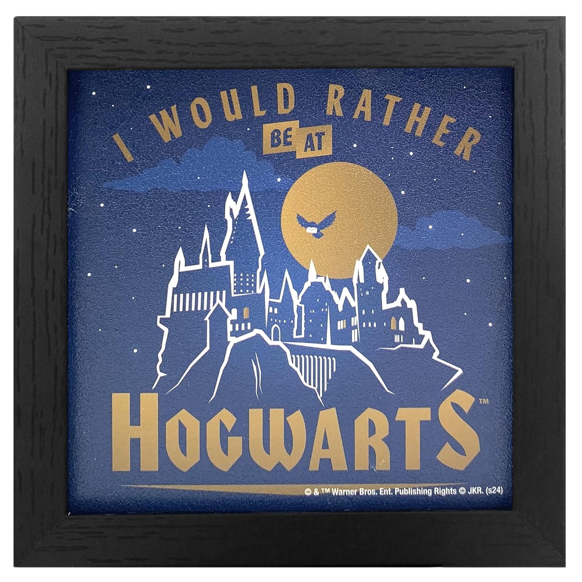 (2 pack) Silver Buffalo Harry Potter Rather Be at Hogwarts Gel Coat 6" x 6" Framed MDF Modern Wall Art
