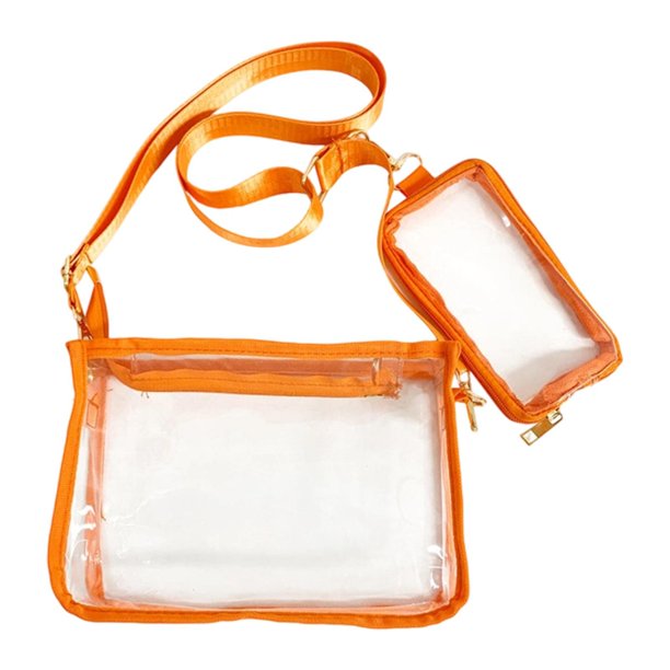 Bolsa transparente impermeable de gran capacidad para estadios, conciertos al aire libre. Naranja